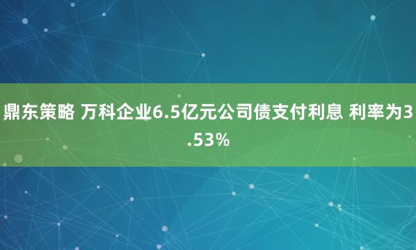鼎东策略 万科企业6.5亿元公司债支付利息 利率为3.53%